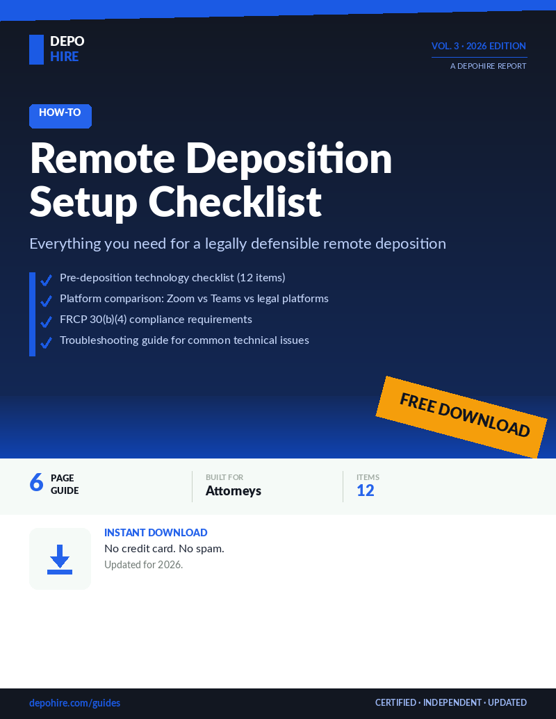 Remote Deposition Setup Checklist — 6 page free guide cover